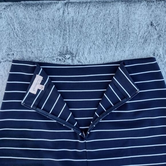 Philosophy A-line Striped Knit Skirt Large Knee Length Modest Blue White Casual - Picture 5 of 11